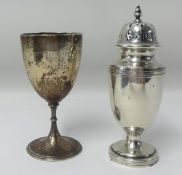 A London silver sugar castor together with a silver goblet , approx 7.76oz (2).