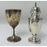 A London silver sugar castor together with a silver goblet , approx 7.76oz (2).