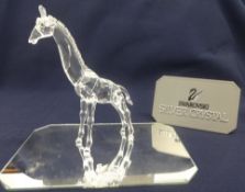 Swarovski Crystal Glass Giraffe and Glass Mirror Stand.