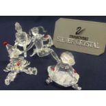 Swarovski Crystal Glass Collection of sitting figures comprising Clown, Jester, Ballet Dancer, and