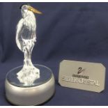 Swarovski Crystal Glass Stork on rotary slide show stand.