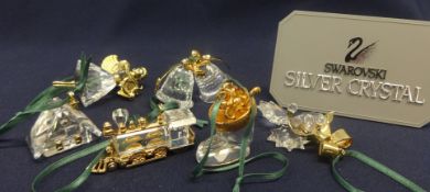 Swarovski Crystal Glass Crystal Memories Angel, Log Cabin and Locomotive. Together with Christmas