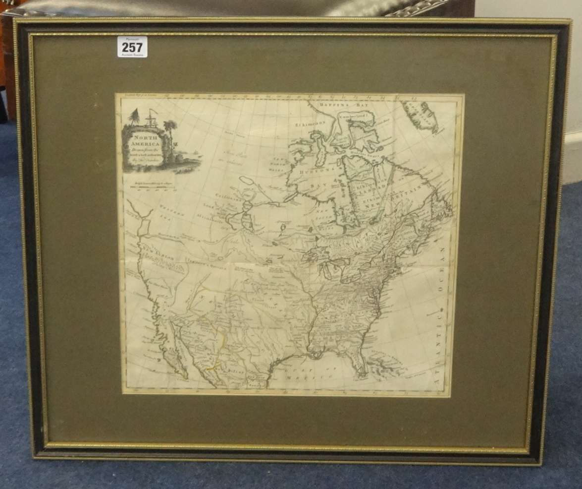 Thomas Kitchin (1718-1784) an 18th century Map 'North America', 33cm x 36cm.