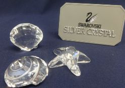 Swarovski Crystal Glass Two Sea Shells and a Star Fish. (3)