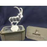 Swarovski Crystal Glass Ibex Ram on Stand.