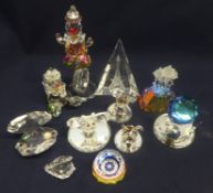 Collection of Hadrian Crystal comprising Two Clowns, Castle, Two Shells with single Pearl in each,