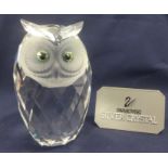 Swarovski Crystal Glass Large Owl 17cm high with Leather Case.