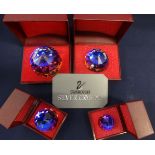 Swarovski Crystal Glass. Collection of Four Crystal Paperweights of different sizes, with blue