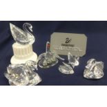 Swarovski Crystal Glass Collection of Swans. (6)