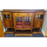 An Edwardian mahogany and marquetry inlaid parlour cabinet