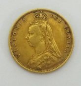 Victoria 1892 gold shield back half Sovereign