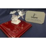 Swarovski Crystal Glass Humming Bird on Flower + Stand.