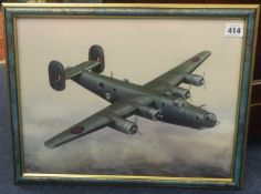 T.J.Oswald, signed oil, WWII Bomber Aircraft, inscribed verso 'MK IV, Liberator RAF 70 Squadron,