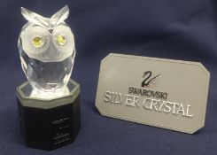 Swarovski Crystal Glass Small Owl and Stand