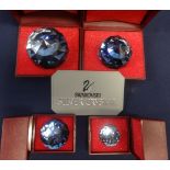 Swarovski Crystal Glass. Collection of Four Crystal Paperweights of different sizes, with Blue
