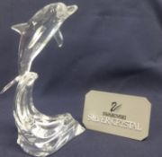 Swarovski Crystal Glass Large Dolphin 22cm high with Leather Case.