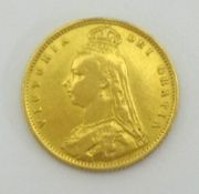 Victoria 1892 gold shield back half Sovereign