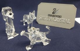 Swarovski Crystal Glass Pluto, Lion Cub and German Shepherd Dog. (3)