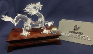 Swarovski Crystal Glass Crystal Zodiac Collection Dragon + Ball on Stand.