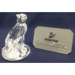 Swarovski Crystal Glass Sitting Cheetah + Glass Stand.