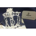 Swarovski Crystal Glass Pair of Playing Horses and Mirror Stand.