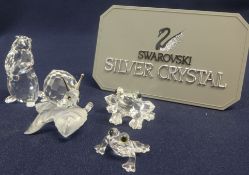 Swarovski Crystal Glass Countryside Creatures comprising Snail on a leaf, Beaver and Two small
