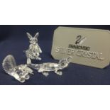 Swarovski Crystal Glass Kangaroo, Crocodile and Aardvark. (3)