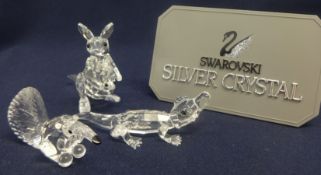 Swarovski Crystal Glass Kangaroo, Crocodile and Aardvark. (3)