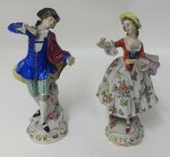 A pair modern German porcelain figures (crown S mark).