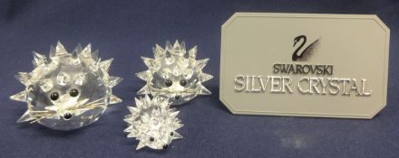 Swarovski Crystal Glass Hedgehog Family Large, Medium and Small sizes (3)