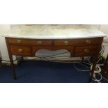 A marble and mahogany bow fronted washstand also a 19th century dressing table swing mirror (2).