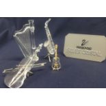 Swarovski Crystal Glass Musical Instruments collection including Harp, Saxophone(slight damage),