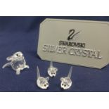 Swarovski Crystal Glass Collection three small size mice and one medium size. (4)