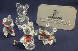 Swarovski Crystal Glass Collection of Bears comprising one large and three New Year.(4)