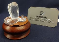 Swarovski Crystal Glass Cobra on Stand.