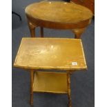 A bamboo side table, a walnut occasional table, four various side chairs (6)