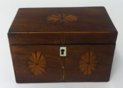 A 19th century mahogany and inlaid two division tea caddy