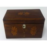 A 19th century mahogany and inlaid two division tea caddy