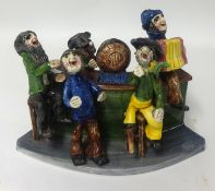 Alan Young Pottery Widecombe group of five figures at the bar