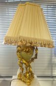A green marble and ormolu table lamp, height 46cm.