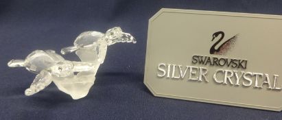 Swarovski Crystal Glass Two turtles on a stand.