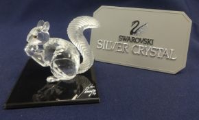 Swarovski Crystal Glass 10th Anniversary Edition, The Squirrel, Black Stand.