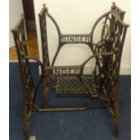 Two garden tables (converted from treadle sewing machine bases with faux marble tops.