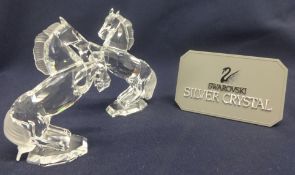 Swarovski Crystal Glass pair of rearing Stallions.
