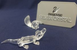 Swarovski Crystal Glass Crocodile and Aardvark.