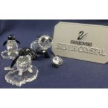 Swarovski Crystal Glass Two Penguins on stands + Mum and Baby Panda. (4)