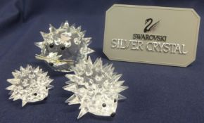 Swarovski Crystal Glass Hedgehog family Large, Medium and Small sizes. (3)