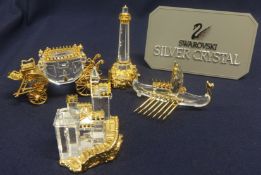 Swarovski Crystal Glass Crystal Memories Journeys Collection comprising Lighthouse, Viking Ship,