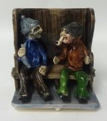 Alan Young Pottery Widecombe, two fisher folk on a settle