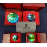 Swarovski Crystal Glass. Collection of Four Crystal Paperweights of different sizes with Green